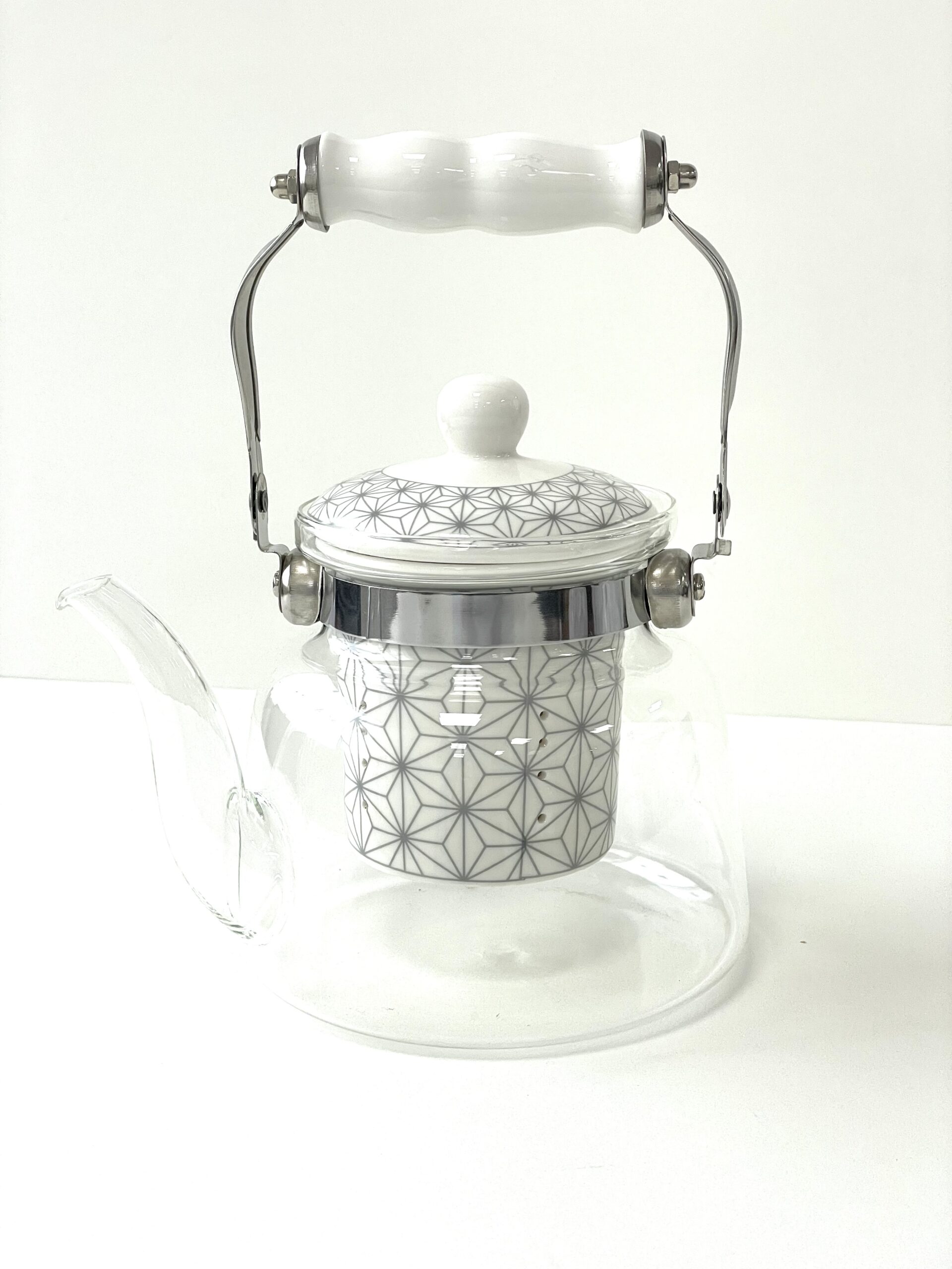 Tetera de cristal para té con infusor porcelana, ESTRELLA