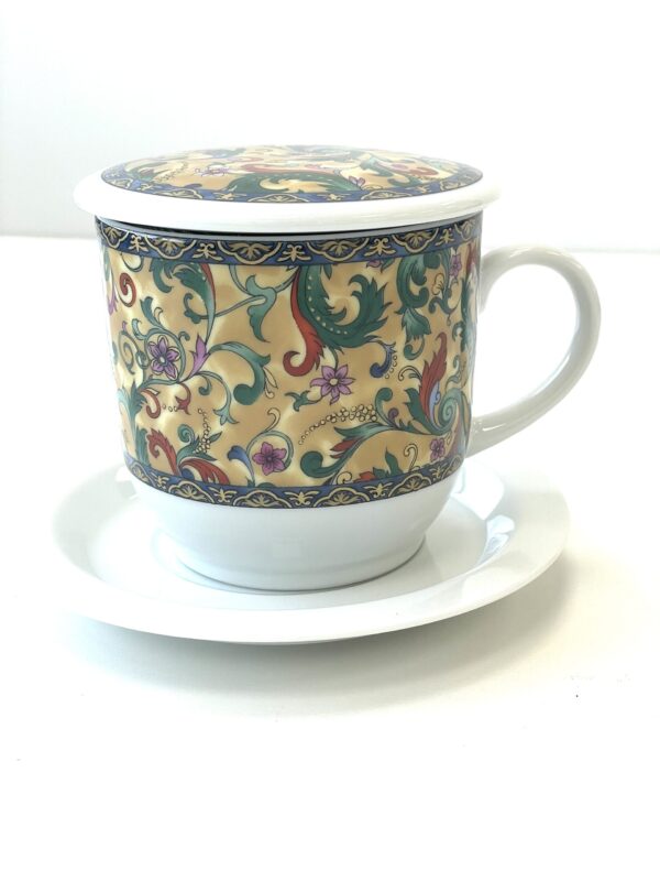 Taza porcelana con filtro y plato 250 ml- Flamenco